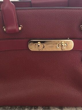 Coach Red Leather Satchel with Gold Hardware
